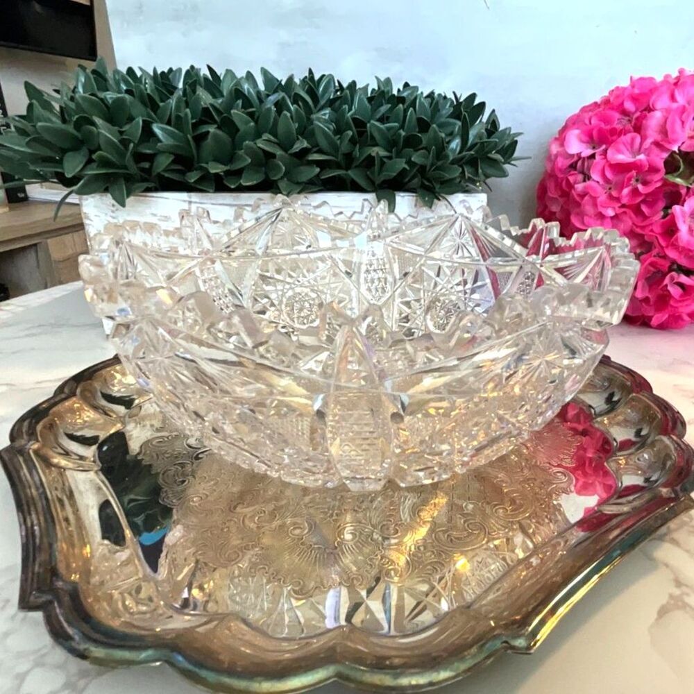 Incredible antique American Brilliant Period (ABP) cut glass bowl 9" across